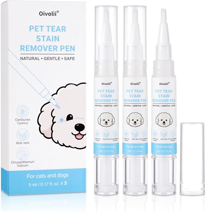 Tear Stain Remover Pen for Dogs & Cats – Aloe Formula Gentle Eye Cleaner with Soft Tip for Easy Use – Especially for White Dogs – Dog Eye Drops Alternative – Safe for Daily Use– 3 Pack