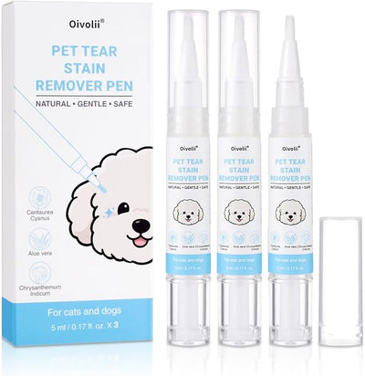 Tear Stain Remover Pen for Dogs & Cats – Aloe Formula Gentle Eye Cleaner with Soft Tip for Easy Use – Especially for White Dogs – Dog Eye Drops Alternative – Safe for Daily Use– 3 Pack