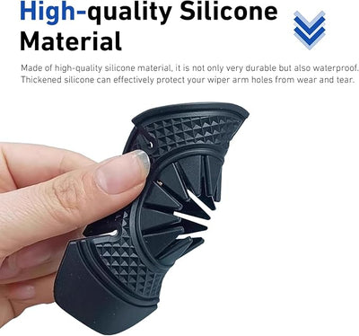 WZP 2PCS Car Wiper Arm Hole Protection Pad, Silicone Wiper Hole Protective Cover, Anti-Leaf Dust-Proof Front Windshield Wipers Pivot Protective Guards, Universal for Most Cars, SUVs, Trucks (Black)