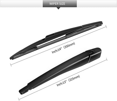 Rear Wiper Blade Assembly, Back Windshield Wiper Blades Arm Accessories Replacement for Ford Edge 2007-2014, Rear Wiper Blade and Arm Set for 2007 2008 2009 2010 2011 2012 2013 2014.