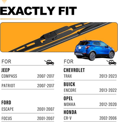 AUTOBOO 10 Inch Rear Wiper Blade Replacement for Chevrolet Trax 23-13 Jeep Compass Patriot 2017-2007 Ford Escape Focus 07-01 Honda CR-V 06-02 Buick Encore 13-22-OE BACK Wiper Blade 10" (Pack of 1)