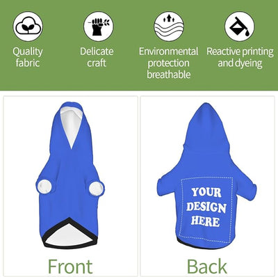 Dog Clothes, Custom Dog Hooded Sweatshirt, Personalized Pet Costume Robe Shirt with Text/Image/Club Name/Pet Shop Logo for Small Medium Large Dogs and Cats, RoyalBlue, L