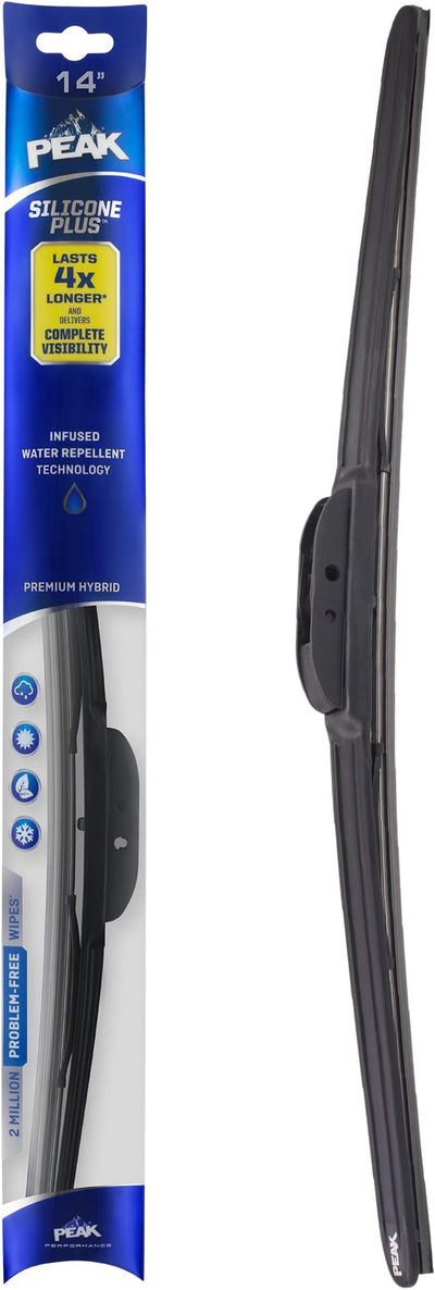 PEAK Silicone Plus 14" All-Weather Hybrid Windshield Wiper Blade, Premium Replacement Front Windshield Wiper Blade with Universal Connector, Pack of 1