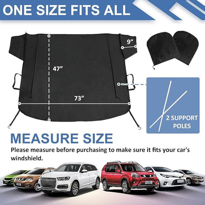 Car Windshield Cover for Ice and Snow, Heavy Duty 600D Oxford Automotive Front Windshield Frost Cover with Side Mirror Covers for Winter, All Weather Car Protector Fit Most Cars Vans SUVs