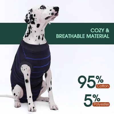 Kuoser Dog Surgery Recovery Suit, Soft Breathable Dog Recovery Suit for Female Spay Male Nueuter, Anti Licking Puppy Onesie Pet Surgical Suit for Dogs Abdominal Wounds Skin Disease, Blue Strips M