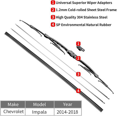 Replacement for Chevrolet Impala Windshield Wiper Blades - 24"+19" Front Window Wiper - fit 2014-2018 Vehicles - OTUAYAUTO Factory Aftermarket