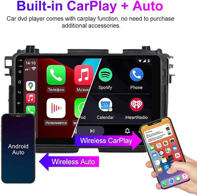 Android Stereo for Honda Vezel HR-V HRV 2013-2022, Biorunn 9" Wireless Wired Car-Play Android Auto GPS Navigation IPS Touch Screen Blue-Tooth FM RDS Head Unit, 2GB RAM 64GB ROM