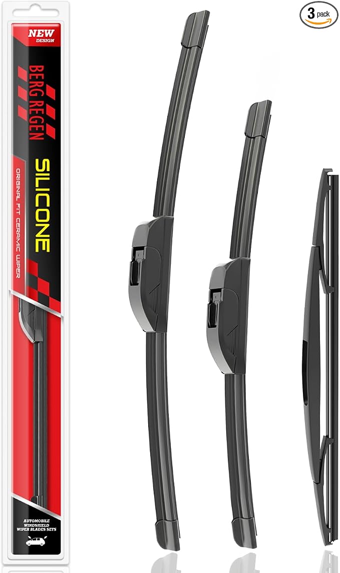 BERG REGEN Silicone Windshield Wiper Blades Replacement for Honda CRV CR-V 11-07 Acura RDX 18-07 Nissan LEAF 23-18 Windshield Wipers (Pack Of 3) Automotive Replacement Wiper Blades- 26"/16"/14"