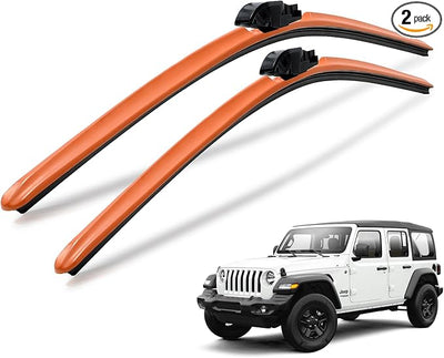 Clix Wipers Windshield Wiper Blades 16"/16" Set of 2, Fits Jeep Wrangler JK, JKU, JL, JLU & Gladiator JT, All-Weather Premium Replacement Wipers with Quick Clips, 2007-2025 Jeep Accessories, Orange
