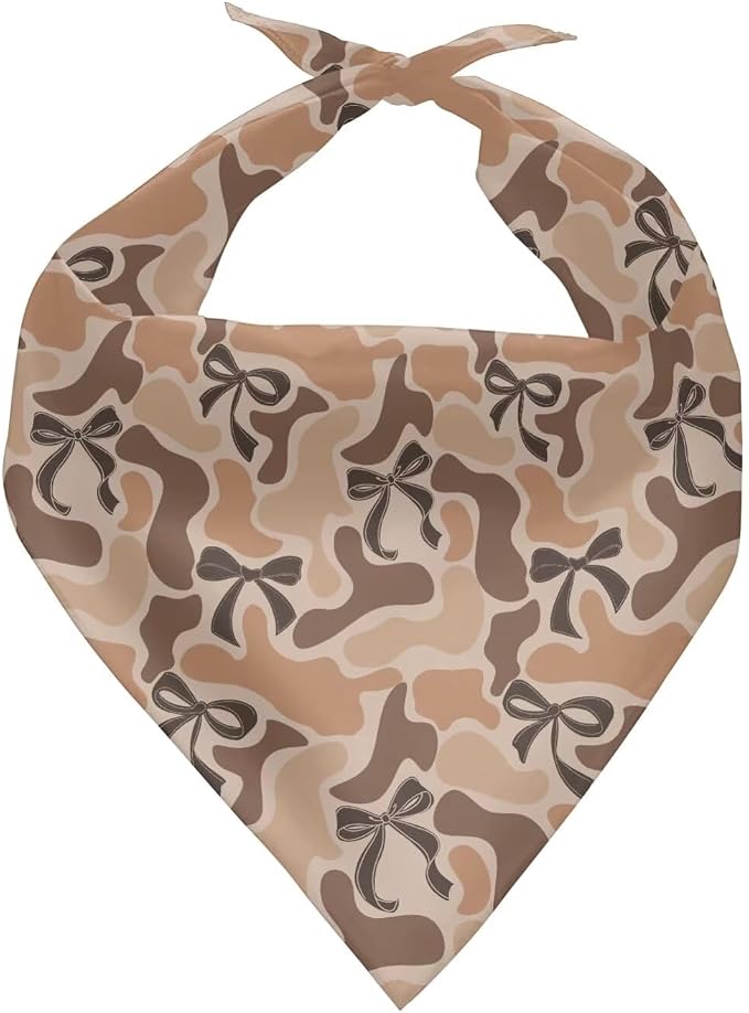 Camo Bow Dog Bandana Reversible Bib Handkerchief Soft Adjustable Square Kerchief for Small Large Dogs Puppy Costume Accessories