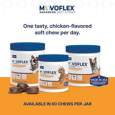 MOVOFLEX Advanced Soft Chews Hip and Joint Support Supplement for Medium Dogs - 60 Count by Virbac