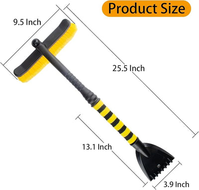 ecocstm 25.5" Car Snow Brush and Detachable Ice Scraper, Snow Shovel for Car Window with Foam Grip and 360° Pivoting Brush Head, Snow Shovel for Car Window, Winter Accessories for Cars, Trucks, SUVs
