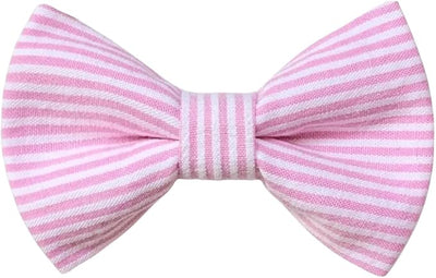 Detachable Dog Bow Tie, Slide-On Pet Bowtie for Collars, Stylish Durable Dog Lover Accessory Small, Medium & Large Dogs (Pink Seersucker, Large (4.5in Wide))