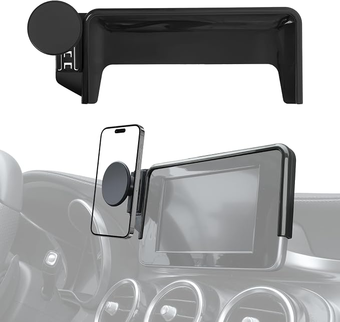 Car Phone Holder for Mercedes-Benz 2016-2019 GLC & 2015-2018 C-Class, 7-Inch Center Screen – Precision Fit, Strong Magnet, OEM-Style, No View Obstruction Phone Mount Compatible with MagSafe