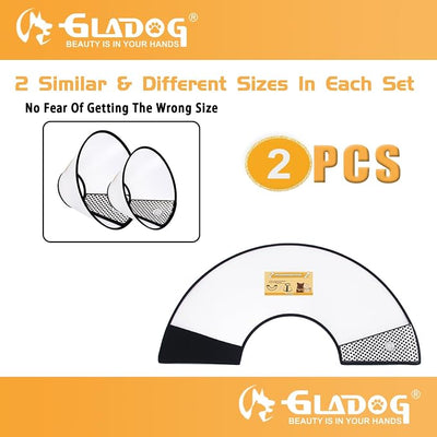 Soft Dog Cone Collar, 2 PCS (for Right Size) Flexible Plastic Cone for Dogs After Surgery, Dog Recovery Collar, Adjustable E-Collar for Large/Medium/Small Dogs Cat, Comfy Elizabethan Collar (M)