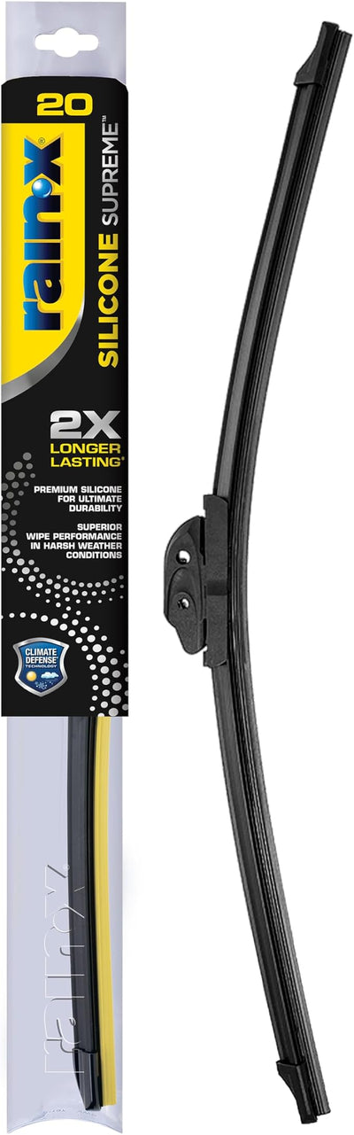 RainX Silicone Supreme Windshield Wiper Blade 20" - Heavy Duty Silicone Squeegee, Extreme Weather Resistance & All-Season Performance, Streak-Free Beam Technology, Quick Install (Pack of 1)