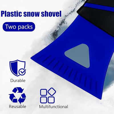 Ice Scraper for Car Windshield, 2PCS Plastic Handheld Vehicle Window Snow Frost LCE Remover Cleaning Freezer with Non-Slip Handle, Auto Freezer Shovel Defroster, Universal Fit (Blue)