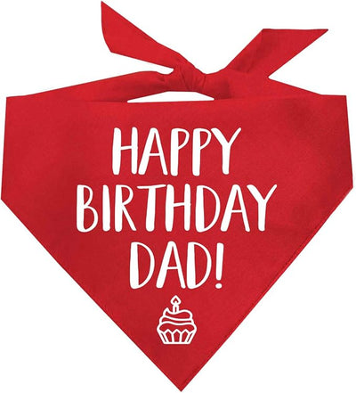 Happy Birthday Dad! Dog Bandana | 100% Cotton Adjustable Triangle | Made in USA | Birthday Party Supplies | Outfit Prop Photoshoot |Red, One Size (171)