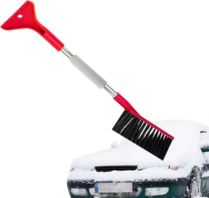 Super Lightweight Ice Scraper & Snow Shovel - with De-Icing Grooves & Rubber Edges for Thick Ice on Car Windshield, Durable Compact Winter Tool B