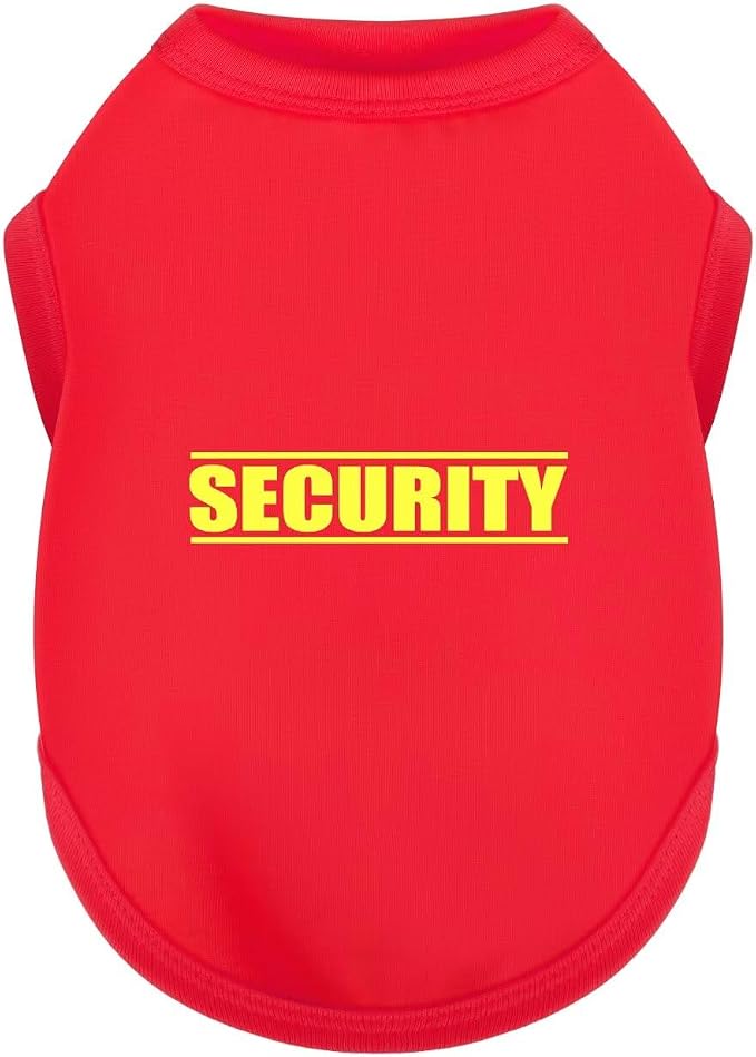 Discover Cozy Cotton Canine Wear: Soft, Lightweight, and Breathable Dog Shirt Vest with Eye-Catching Graphics(Security), Keeping Your Furry Friend Warm and Comfy! Red S