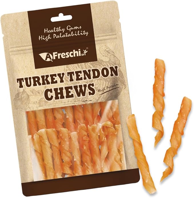 Turkey Tendons for Dogs, USA-Sourced, Healthy Dog Treats, Rawhide-Free Puppy Chews, Long Lasting, All Natural, Hypoallergenic Dog Treats, Coil (S), 3 oz Pack