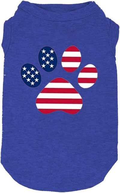 American Flag Dog Shirt - Popsicle 4th of July Funny Graphic T Shirts - Small to XX-Large, Blue