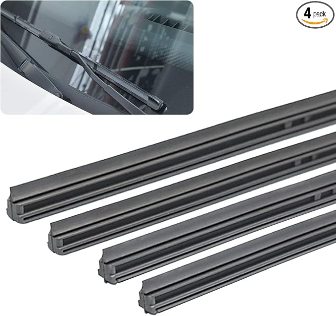 4-Piece Bracketless Wiper Rubber Filler Strip, 34 Inches Adjustable for Front Rear Windshield, Suitable for Doors, Windows (Black)