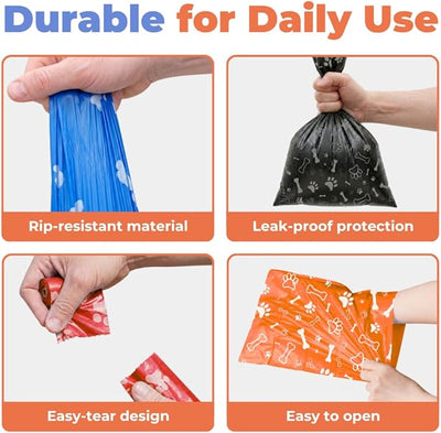 Best Pet Supplies Dog Poop Bags for Waste Refuse Cleanup, Doggy Roll Replacements for Outdoor Puppy Walking and Travel, Leak Proof and Tear Resistant, Thick Plastic - Assorted, 900 Bags