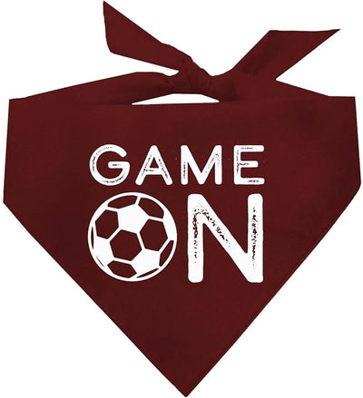 Game On Soccer Dog Bandana | 100% Cotton Adjustable Triangle | Made in USA | Soccer| Sports | Biggest Fan | Game Day | Dark Red, One Size (1073)