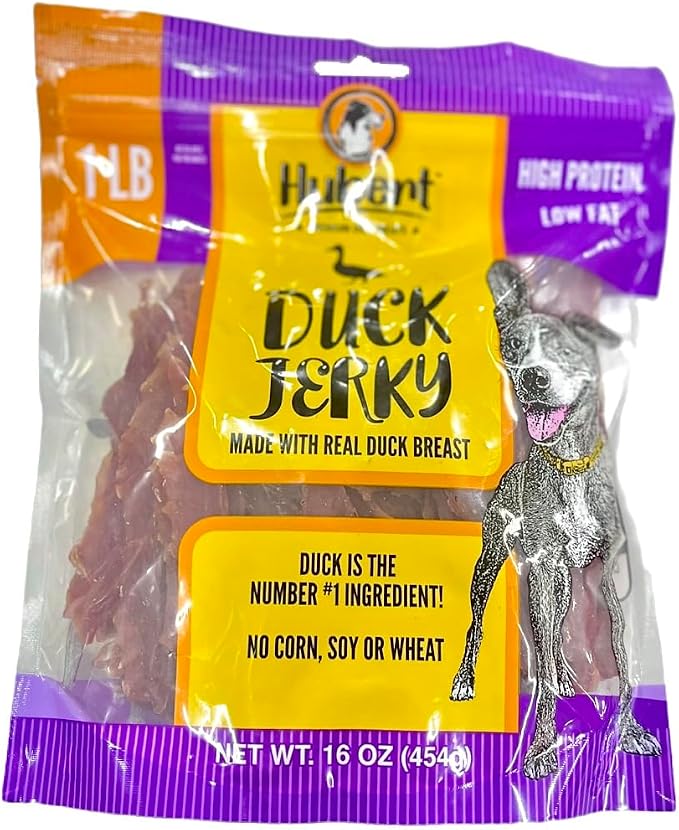 Pet Duck Jerky Dog Treats, Grain Free, High Protein, Low Fat, 1 lb