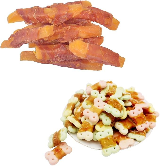 Dog Treats Chicken Wrapped Sweet Potato and Biscuits Wrapped in Chicken Chews Rawhide Free