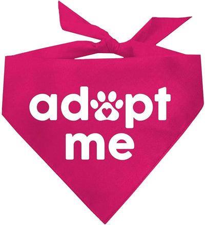 Adopt Me Dog Bandana | 100% Cotton Triangle | Adjustable for Dogs Adoption Event Prop Photoshoot | Hot Pink One Size (326) GB