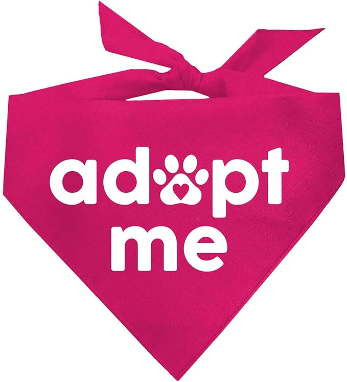 Adopt Me Dog Bandana | 100% Cotton Triangle | Adjustable for Dogs Adoption Event Prop Photoshoot | Hot Pink One Size (326) GB