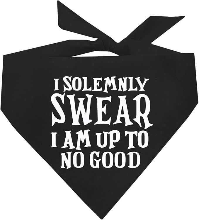 I Solemnly Swear I Am Up to No Good Dog Bandana (Black, XS 1101)