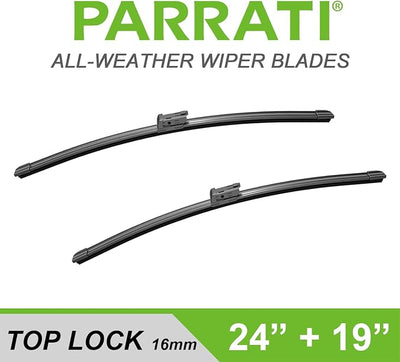 PARRATI® 24 Inch & 19 inch of High Performance Premium All-Season Automotive Replacement Front Windshield Wiper Blades for Volkswagen Passat Jetta CC GTI Vento,Easy DIY Install (Set of 2)