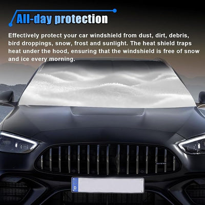 BDZMC Car Windshield Snow Cover, 69" x 42" Waterproof Scratch-Proof Frost Cover, 600D Oxford Windshield Protector with Double Straps, Side Mirror Covers, Winter Car Accessories for Most Cars