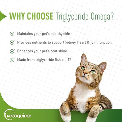 Vetoquinol Triglyceride OMEGA - Fish Oil for Dogs & Cats - Supports Healthy Skin, Coat & Normal Immune Response - Supplement with Vitamin Blend for Heart, Eye, Bone & Muscle Support - 8 oz (Pack of 2)