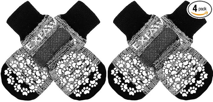 Anti Slip Dog Socks to Prevent Licking Paws, Dog Shoes for Hot Pavement, Dog Booties for Small Medium Large Senior Dogs, Traction Control Boots & Paw Protectors for Hardwood Floors