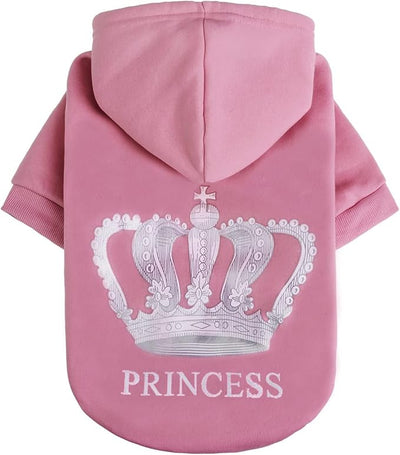 EXPAWLORER Princess Dog Hoodie-Soft Dog Sweater Calming Fleece Sweatshirt Cold Weather Pet Clothes,Pitbull Clothes Outfits,Coat Apparel for Puppy,Cat, Small Medium Large Dogs,Pink Medium