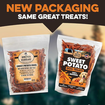 BRUTUS & BARNABY Sweet Potato Dog Treats- No Additive Dehydrated Sweet Potato Fries, Grain Free, Gluten Free and No Preservatives Added (5lb)