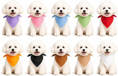 Petitebella Single Color Pet Bandana for Dogs and Cats, Polyester, White, Medium
