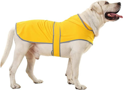 Dog Raincoat for Large Dogs Waterproof Jacket Hooded Rain Coats with Reflective Strips Leash Hole & Poncho Adjustable Fit (Yellow,XL)