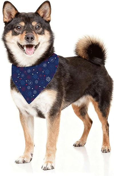 4th of July Dog Bandana, Patriotic Fireworks Night Pet Triangle Scarf for Parade BBQ Party Outfit, Navy Star Neckerchief for Small Medium Dogs, Independence Day Puppy Gift