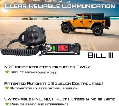 President Bill III (Bill 3) FCC AM/FM Ultra-Compact with P Channels, NRC, Weather Channel CB Radio. (TXUS201)