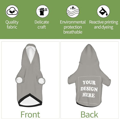 Personalized Chihuahua Dog Hoodie, Custom Pet Warm Sweatshirt Costume with Name Number Photo, Customize ID Clothes for Pupppy Kitten Dogs Cats, Grey, XS