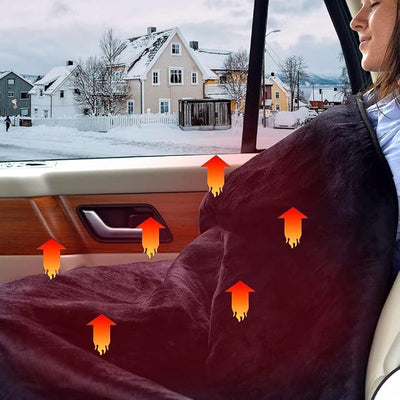 Big Ant Electric Car Blanket 12V Heated Car Blanket with 4 Hours Auto Off, Fast Heating Level Electric Blanket for Car Truck SUV RV Car Electric Blanket 58" x 42" (Navy Blue, Upgrade Model)