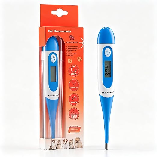 Digital Pet Thermometer for Accurate Fever Detection, Suitable for Cats/Dogs/Horse/Veterinarian, Waterproof Pet Thermometer, Fast and Accurate Measurements in 20 Seconds (Blue)