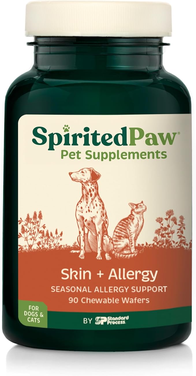 Skin + Allergy - Seasonal Allergy Support - Aids Skin Health & Shinier Coats - Non-GMO Colostrum & Licorice Root Chews - Pet Supplement for Dogs & Cats - 90 Chewable Wafers