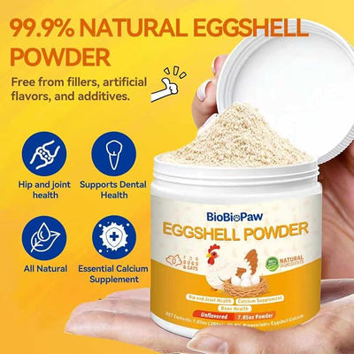 Eggshell Powder for Dogs & Cats Finely Ground Dog Calcium Supplement No Additives Crushed Calcium for Puppies Supports Bones, Teeth, Hips, Joints & Mobility Made in USA 200 Grams