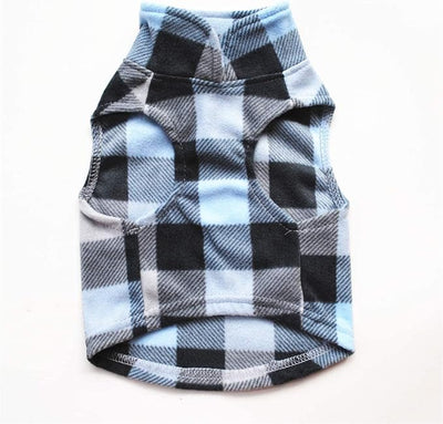 Dog Sweater, Soft Fleece Vest with Leash Ring Pullover Jacket Winter Pet Dog Clothes for Puppy Small Dog Cat Teddy Chihuahua Yorkshire for Christmas (Small, Blue Grey Plaid)